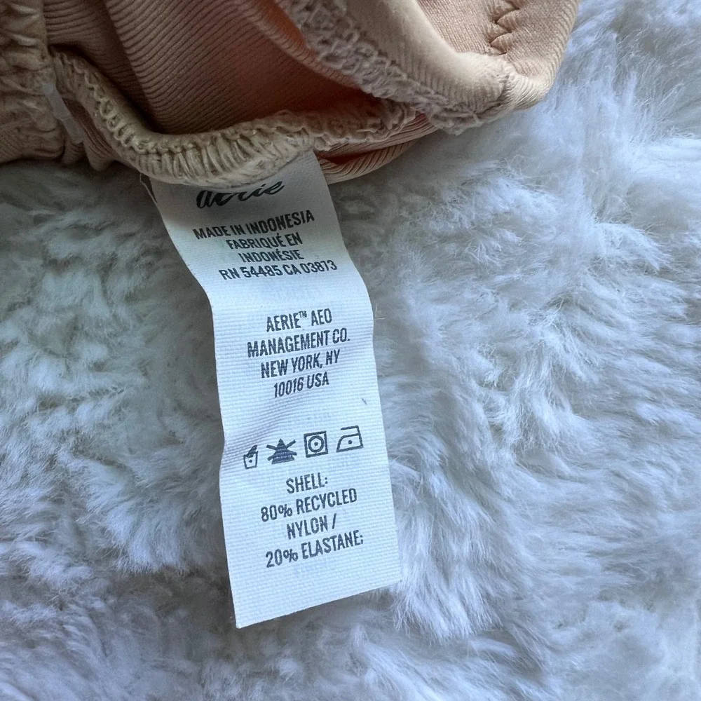 Aerie Scoop Bikini Top Tan Neutral Wide Strap Swimwear 0753-3132 Size XS NEW